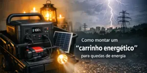 Carrinho energético com estação de energia portátil e lanternas para quedas de energia