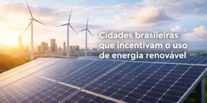 Cidades brasileiras incentivando energia renovável com turbinas e painéis solares