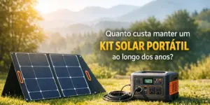 Painel solar portátil e estação de energia em campo ao sol