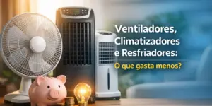 Ventiladores, climatizadores e resfriadores com cofrinho e moedas